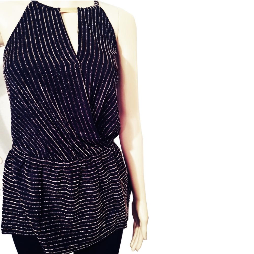Michael Kors Size Medium Gold Combo Blouse NWT - Picture 2 of 7